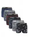 6 Adet Likralı Erkek Boxer Karışık Desenli Pamuklu