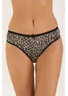 Omarı Likralı Kadın Slip Külot Leopar Desenli