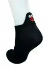 Emoji Desen Nakış Baskılı Kadın Pamuklu Bilek Çorap