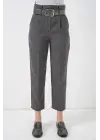 6556 Kemerli Kumaş Pantolon - Antrasit