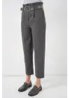 6556 Kemerli Kumaş Pantolon - Antrasit