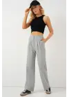 6638 Yüksek Bel Palazzo Pantolon - A.Gri
