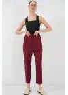 6650 Yüksek Bel Kumaş Pantolon - Bordo