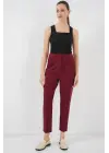 6650 Yüksek Bel Kumaş Pantolon - Bordo