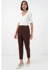 6650 Yüksek Bel Kumaş Pantolon - Kahverengi