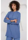 6678 Keten Tunik Pantolon İkili Takım - İndigo
