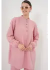 6678 Keten Tunik Pantolon İkili Takım - Pembe