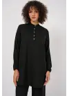 6678 Keten Tunik Pantolon İkili Takım - Siyah