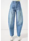 6689 Yüksek Bel Baggy Kot Pantolon - Açık Mavi