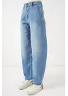 6689 Yüksek Bel Baggy Kot Pantolon - Açık Mavi