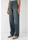 6689 Yüksek Bel Baggy Kot Pantolon - İndigo