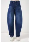 6689 Yüksek Bel Baggy Kot Pantolon - Lacivert