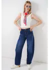 6689 Yüksek Bel Baggy Kot Pantolon - Lacivert