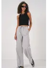 6690 Bol Paça Yüksek Bel Pantolon - Gri