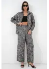 6699 Leopar Desenli Alt Üst Takım - Antrasit