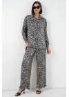 6699 Leopar Desenli Alt Üst Takım - Antrasit