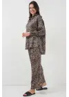 6699 Leopar Desenli Alt Üst Takım - C. Kahverengi