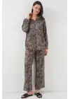 6699 Leopar Desenli Alt Üst Takım - C. Kahverengi