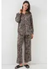 6699 Leopar Desenli Alt Üst Takım - C. Kahverengi