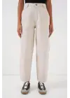 6703 Yüksek Bel Kot Pantolon - Ekru