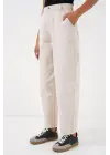 6703 Yüksek Bel Kot Pantolon - Ekru