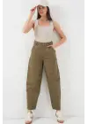 6703 Yüksek Bel Kot Pantolon - Haki