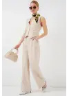 6709 Yelek Pantolon İkili Takım - Krem