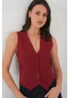 6796 Kısa Dokuma Yelek - Bordo