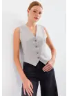 6796 Kısa Dokuma Yelek - Gri