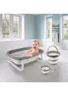 Omarı Katlanabilir Üçlü Bebek Banyo Seti - Gri Renkli