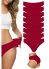 8 Adet Kadın Dikişsiz Lazer Kesim Esnek İz yapmayan Külot Bordo