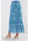 8010 Desenli Şifon Etek - İndigo