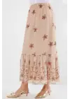 8010 Desenli Şifon Etek - Vizon