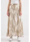 8028 Desenli Uzun Etek - Bej