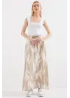 8028 Desenli Uzun Etek - Bej