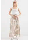 8028 Desenli Uzun Etek - Bej
