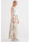 8028 Desenli Uzun Etek - Bej