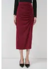 8033 Sandy Yırtmaçlı Etek - Bordo
