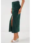 8033 Sandy Yırtmaçlı Etek - Zümrüt Yeşili