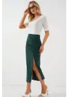 8033 Sandy Yırtmaçlı Etek - Zümrüt Yeşili