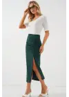 8033 Sandy Yırtmaçlı Etek - Zümrüt Yeşili