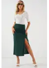 8033 Sandy Yırtmaçlı Etek - Zümrüt Yeşili