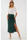 8033 Sandy Yırtmaçlı Etek - Zümrüt Yeşili