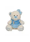 8334 Oturan Çizgili Elbiseli Peluş Ayı 40 cm -Sunman