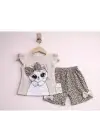 9/24 Ay Leopar Kedi Baskılı Bebek Takımı
