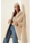 9082 Oversize Kaşe Kaban - Ekru