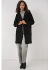 9082 Oversize Kaşe Kaban - Siyah