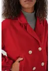 9117 Kruvaze Yaka Crop Ceket - Kırmızı