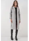 9118 Kruvaze Yaka Kaşe Kaban - A.Gri