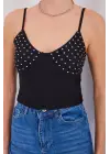 918 İp Askılı Crop Top - Siyah